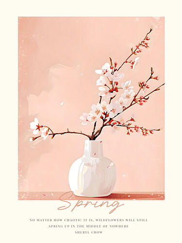 Cherry Blossom Vase Art Print