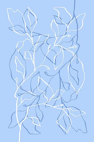 Serene Blue Foliage Art Print by Martina