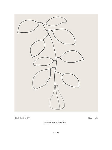 Linear Leaf Dance Art Print