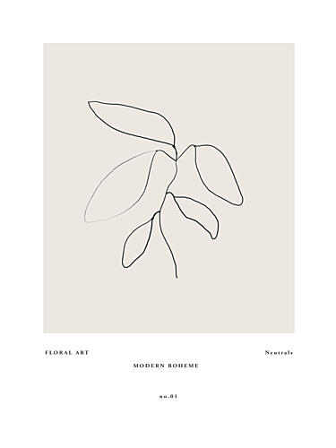 Minimal Leaf Line Art Print