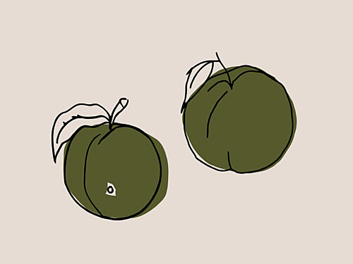 Green Peaches Duo Art Print