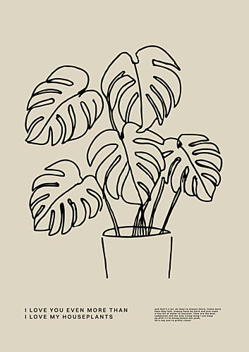 Monstera Love Line Art Print