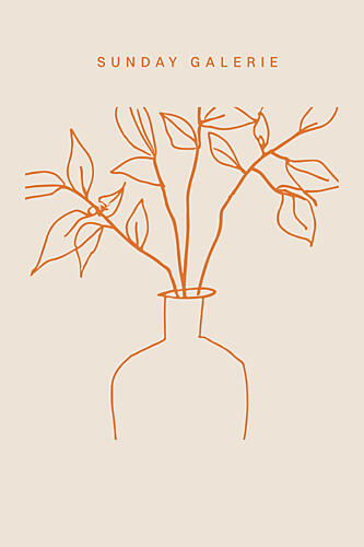 Orange Line Vase Art Print