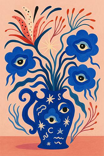 Mystical Eyed Flowers Surréaliste reproduction