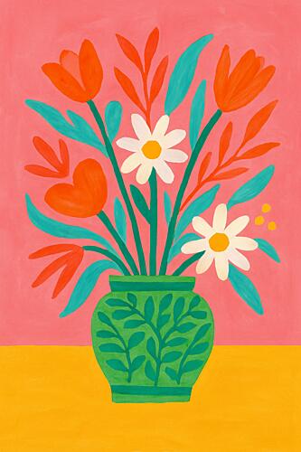 Colorful Floral Still Life Art Print by Marianne Bassil