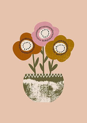Blush Potted Flowers Art Print by Susana Costa