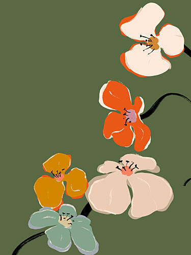 Blossoms on Green Art Print