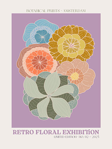 Floral Retro Bloom Art Print