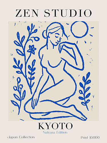Serene Blue Silhouette Art Print