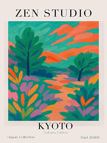 Vibrant Kyoto Path Art Print