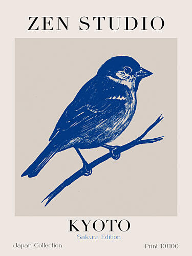 Serene Sparrow Sketch Art Print