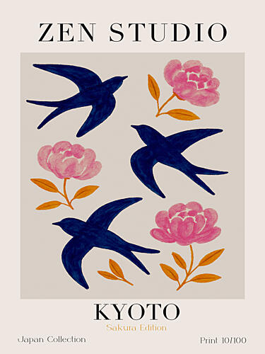 Flight and Blossoms Art Print