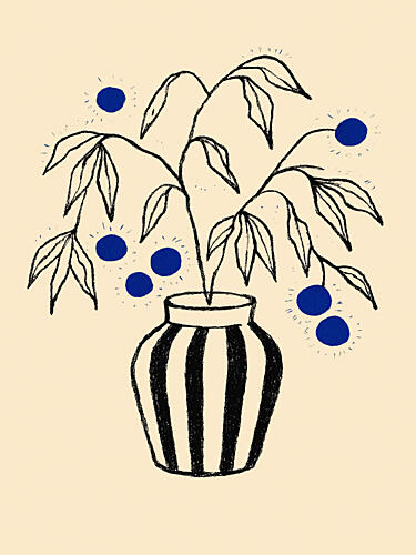 Striped Vase Bloom Art Print