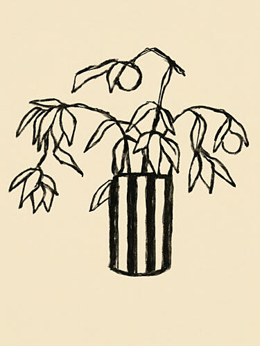 Striped Vase Blues Art Print