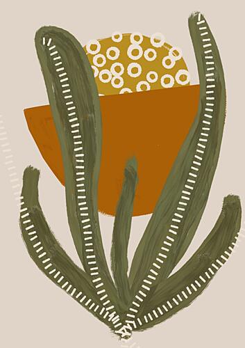 Desert Sun Cactus Art Print by Susana Costa