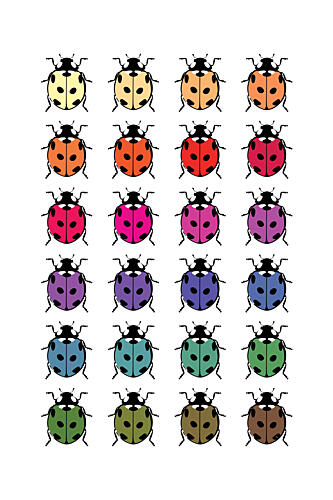 Rainbow Ladybugs Art Print by Martina