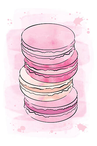 Sweet Watercolor Macarons Art Print by Martina