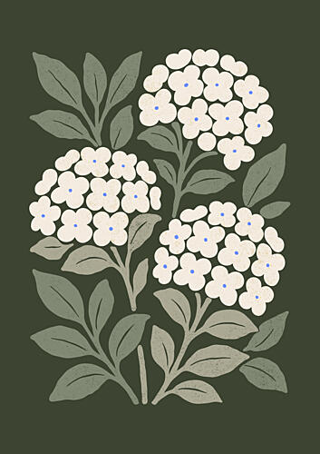 Abstract Green Hydrangea Art Print