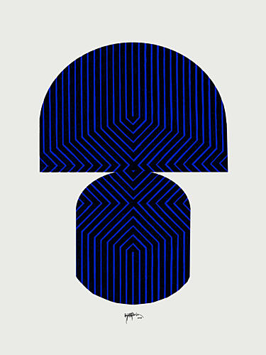 Blue Geometric Symmetry Art Print by Paulina Varregn
