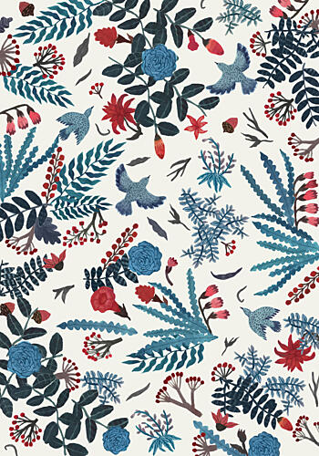 Woodland Birds and Blooms Aquarelle reproduction