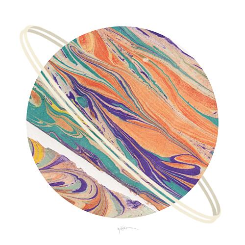 Colorful Swirling Planet Art Print by Paulina Varregn