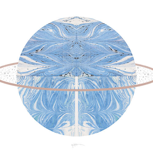 Dreamy Blue Planet Ring Art Print by Paulina Varregn