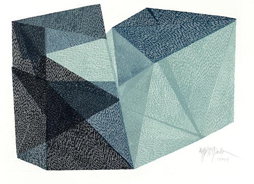 Modern Blue Facets Geometric Print