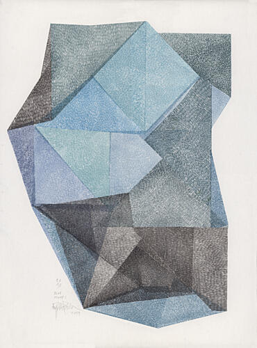 Faceted Blue Green Geometry Geometric Print