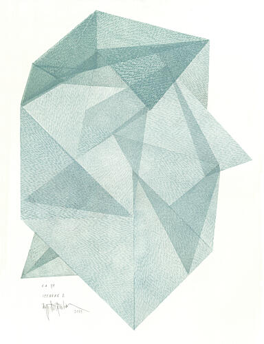 Aqua Crystal Geometry Art Print by Paulina Varregn