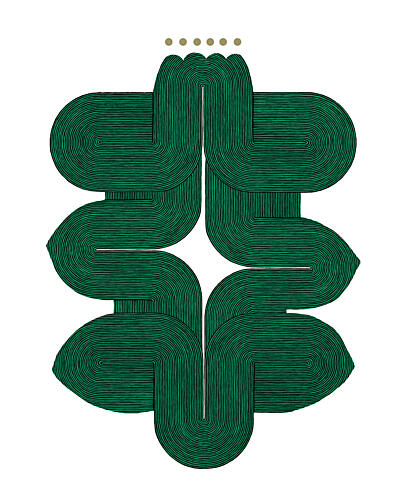 Emerald Woven Nature Motif Art Print