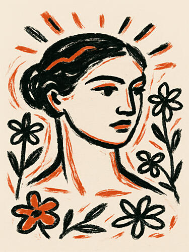 Floral Muse Portrait Art Print