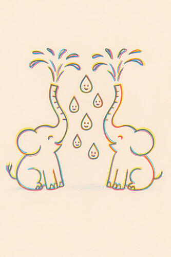 Elephant Splash Joy Art Print