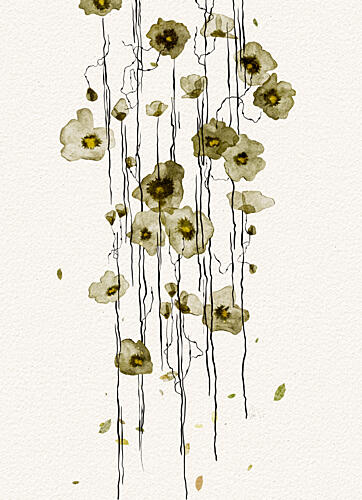 Flowing Green Flowers Art Print