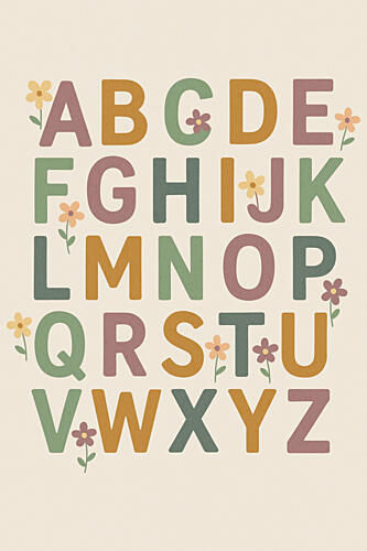 Floral Alphabet Joy Art Print
