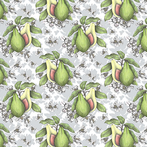 Botanical Pear Pattern Art Print