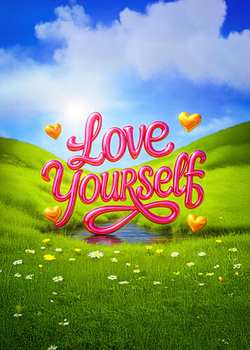 Love Yourself Meadow Hearts Art Print