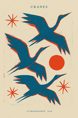 Cranes Lithographie Art Print