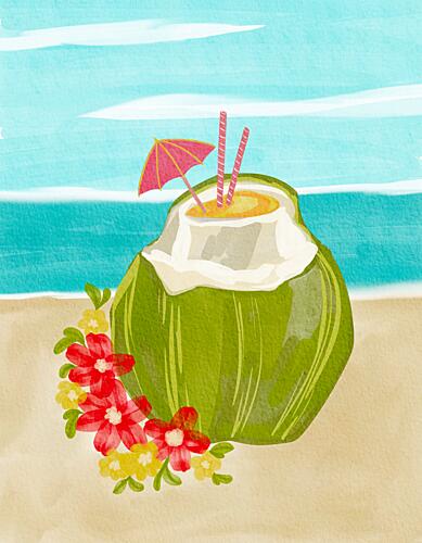 Tropical Coconut Drink Art Print
