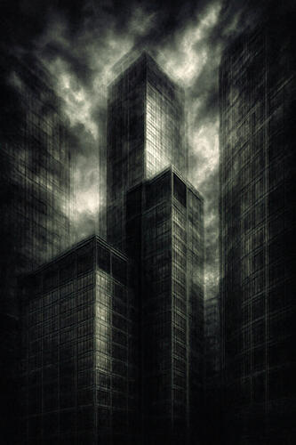 Moody City Towers Art Print by Paulo Medeiros