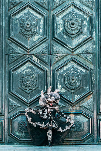Venetian Masked Figure Art Print by Erhan Meco