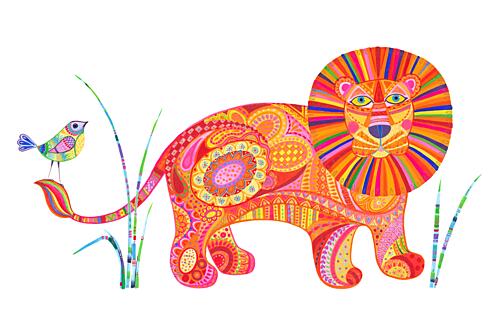 Patterned Lion Art Print