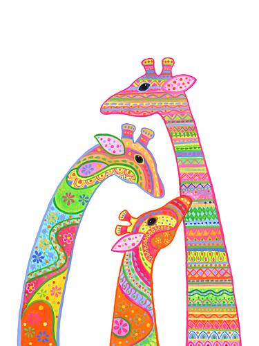 Patterned Giraffes Art Print
