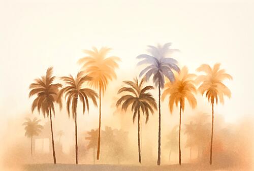 Misty Tropical Palms Art Print