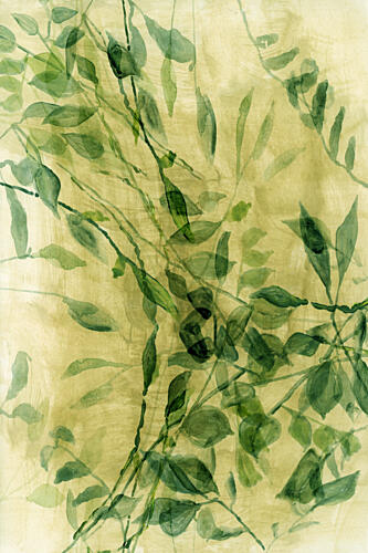 Green Watercolor Leaves Art Print