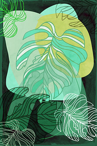 Green Organic Monstera Art Print