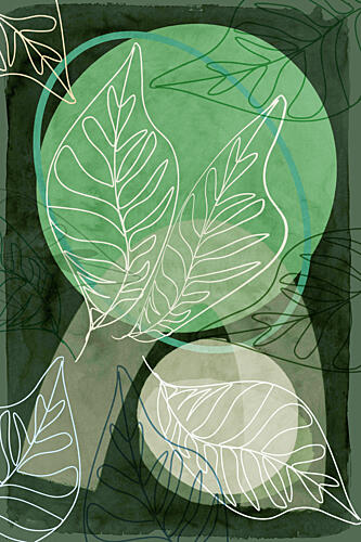 Abstract Green Leaves Art Print