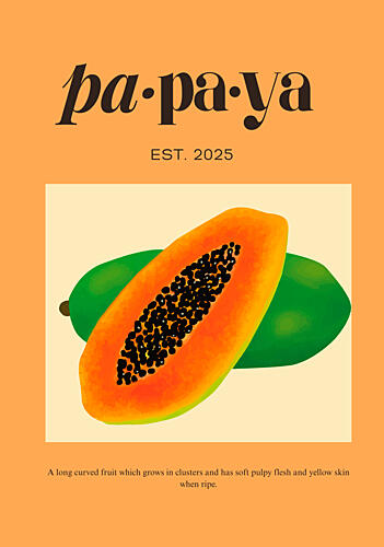 Vibrant Papaya Fruit Art Print