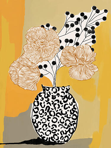 Leopard Vase Flowers Art Print