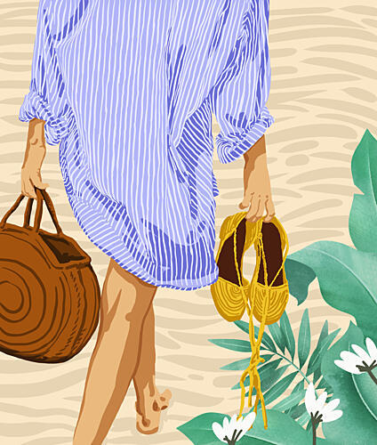 Barefoot Beach Stroll Art Print