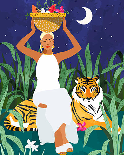 Jungle Night Goddess Art Print